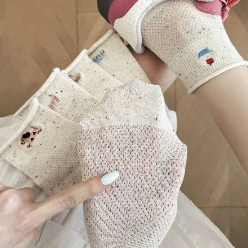 卷边袜子女2025新款ins潮春夏季薄款中筒袜卡通可爱短袜夏LX