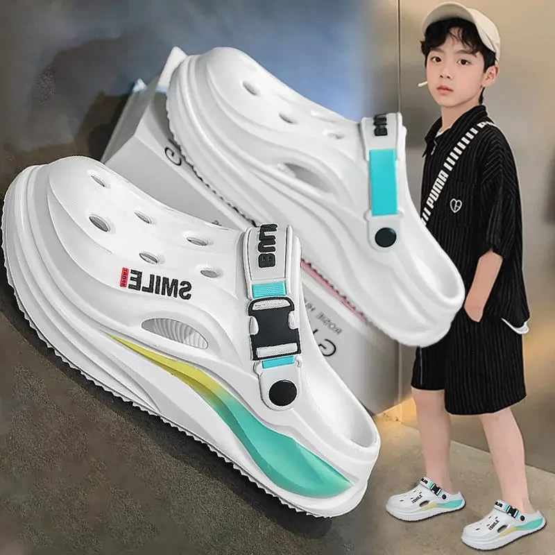 男童拖鞋2025款夏季儿童防滑沙滩鞋包头软底中大童户外潮流洞洞鞋