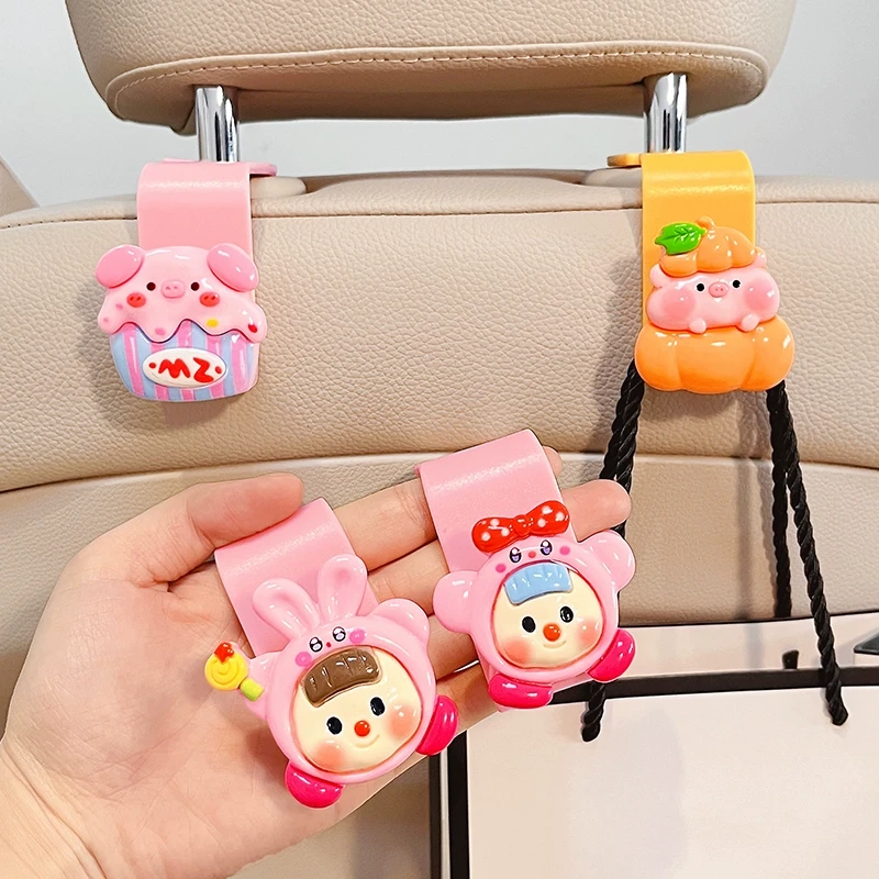 2025新款汽车座椅后背挂钩可爱卡通车载多功能车内隐藏式挂钩神器
