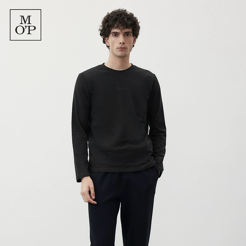 Marc O'Polo/MOP【星线好物】内搭黑色全棉打底长袖T恤男上衣