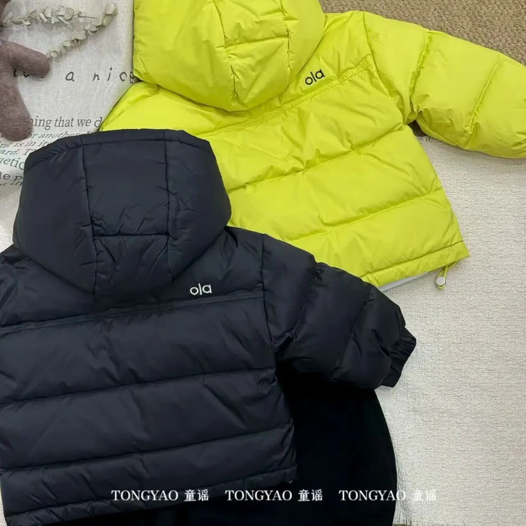 保暖男纯色韩版女童男童暗扣时尚短款女连帽