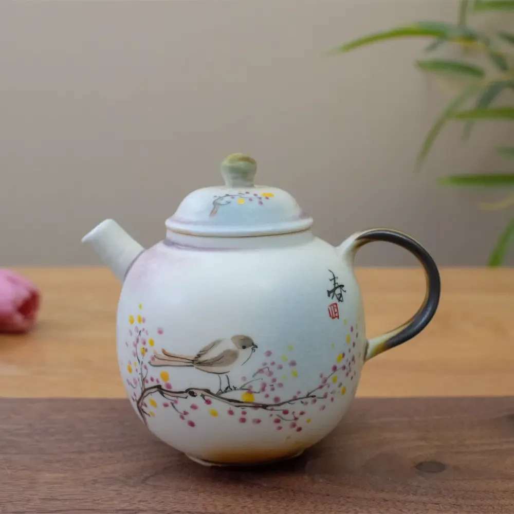 gb李辉熠春柴烧手绘复古正把壶陶瓷精美家用泡茶壶功夫茶壶