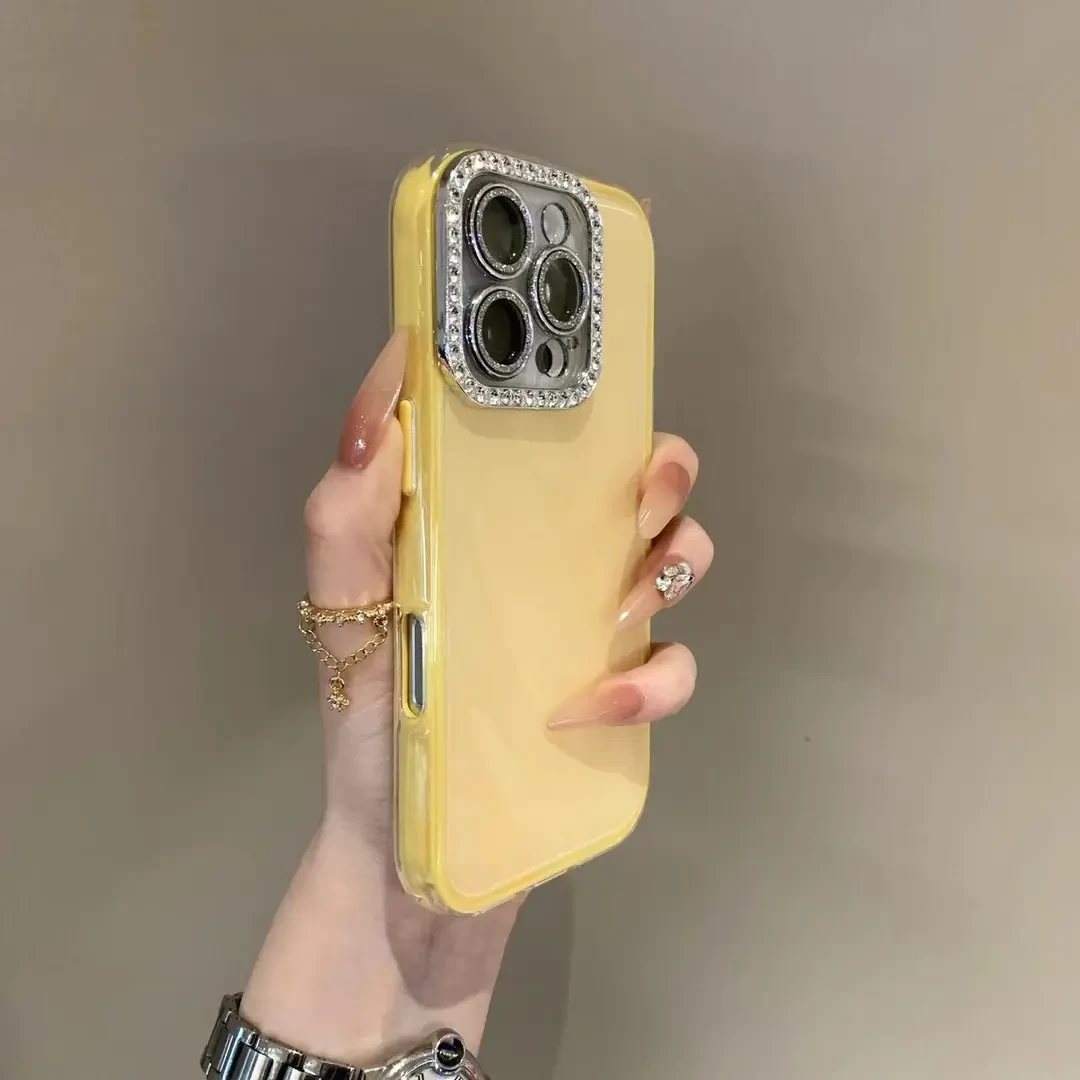 新款闪钻镜头果冻适用iPhone苹果16/15/14/13/12promax手机壳