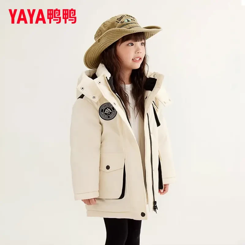 YAYA/鸭鸭羽绒服儿童中小童中长款25冬季新款时尚户外保暖外套