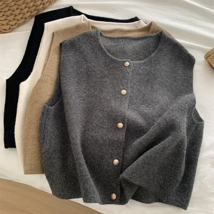 啊新早秋简约风冬季女学院风保暖毛针织衫韩版毛衣女百搭马甲ins