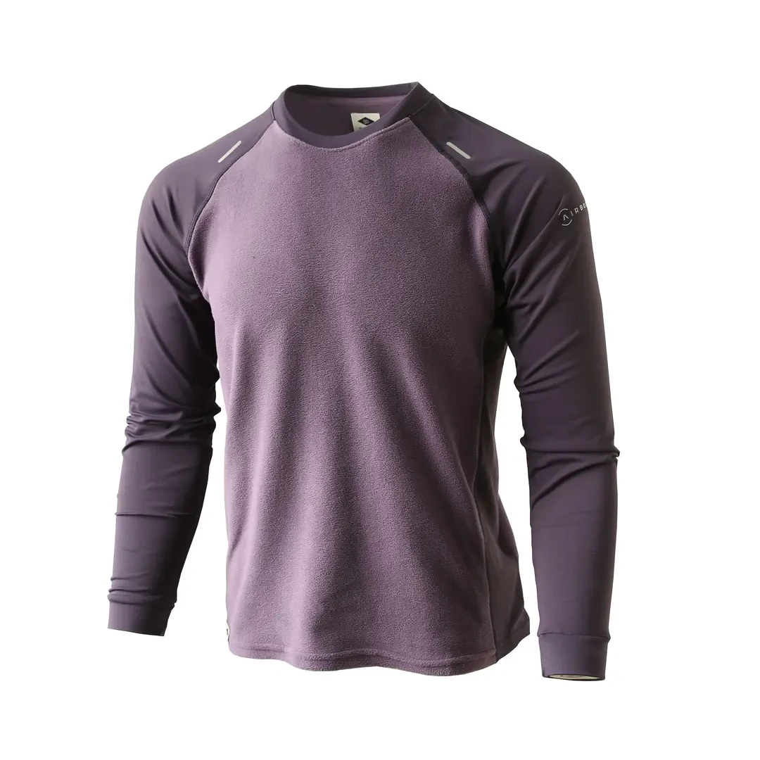 男女情侣款秋冬拼接摇粒绒运动长袖打底T恤2482