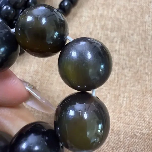 非金属木质手链 精品顺纹素珠圆满款小众佛珠1.6