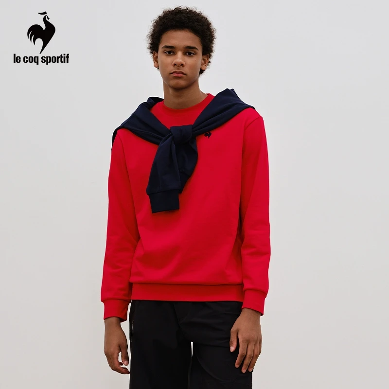 乐卡克法国公鸡春秋季男女休闲时尚运动卫衣套衫红色L241UCNA2006