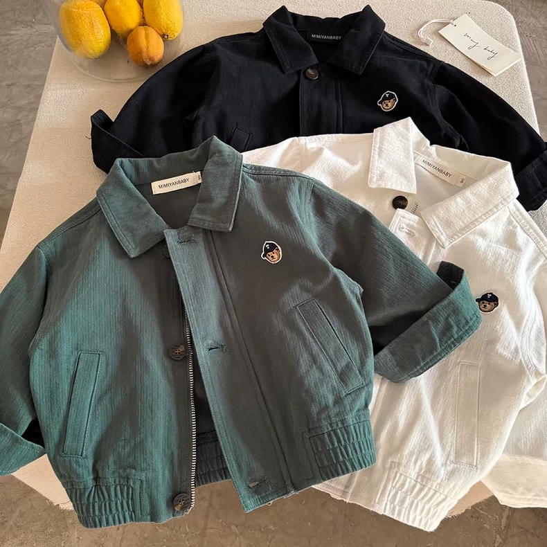 2025秋季儿童夹克男童新款中小童卡通上衣潮宝宝纯色外套女洋气