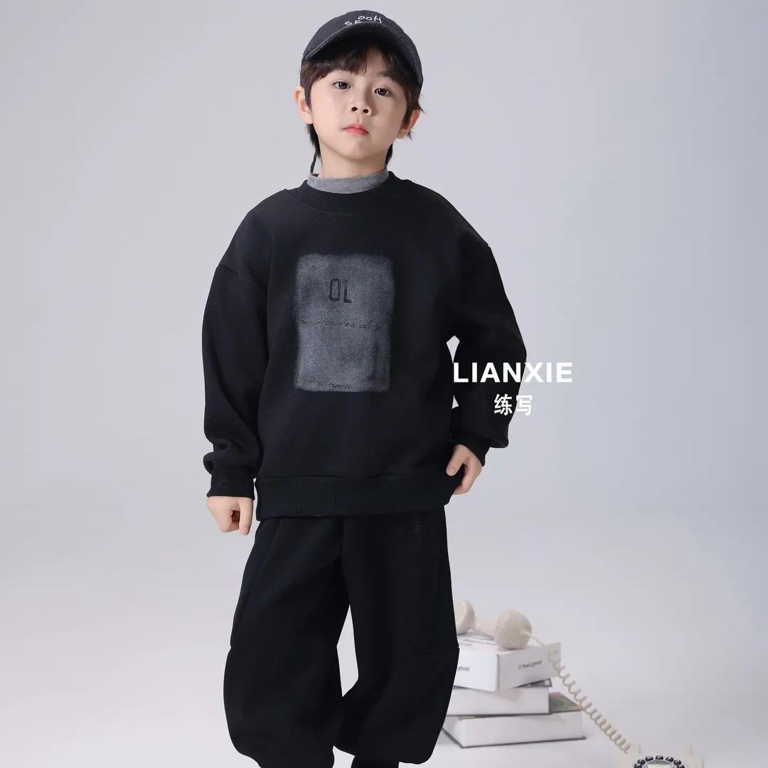 儿童宽松圆领卫衣秋冬休闲印花男童