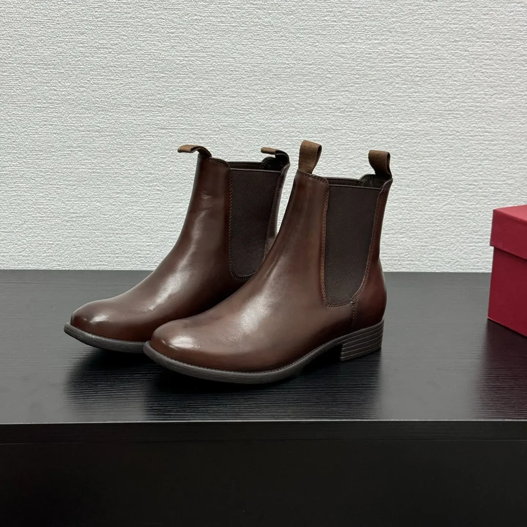 莞产优品英伦风切尔西靴女靴中跟厚底短筒圆头复古百搭