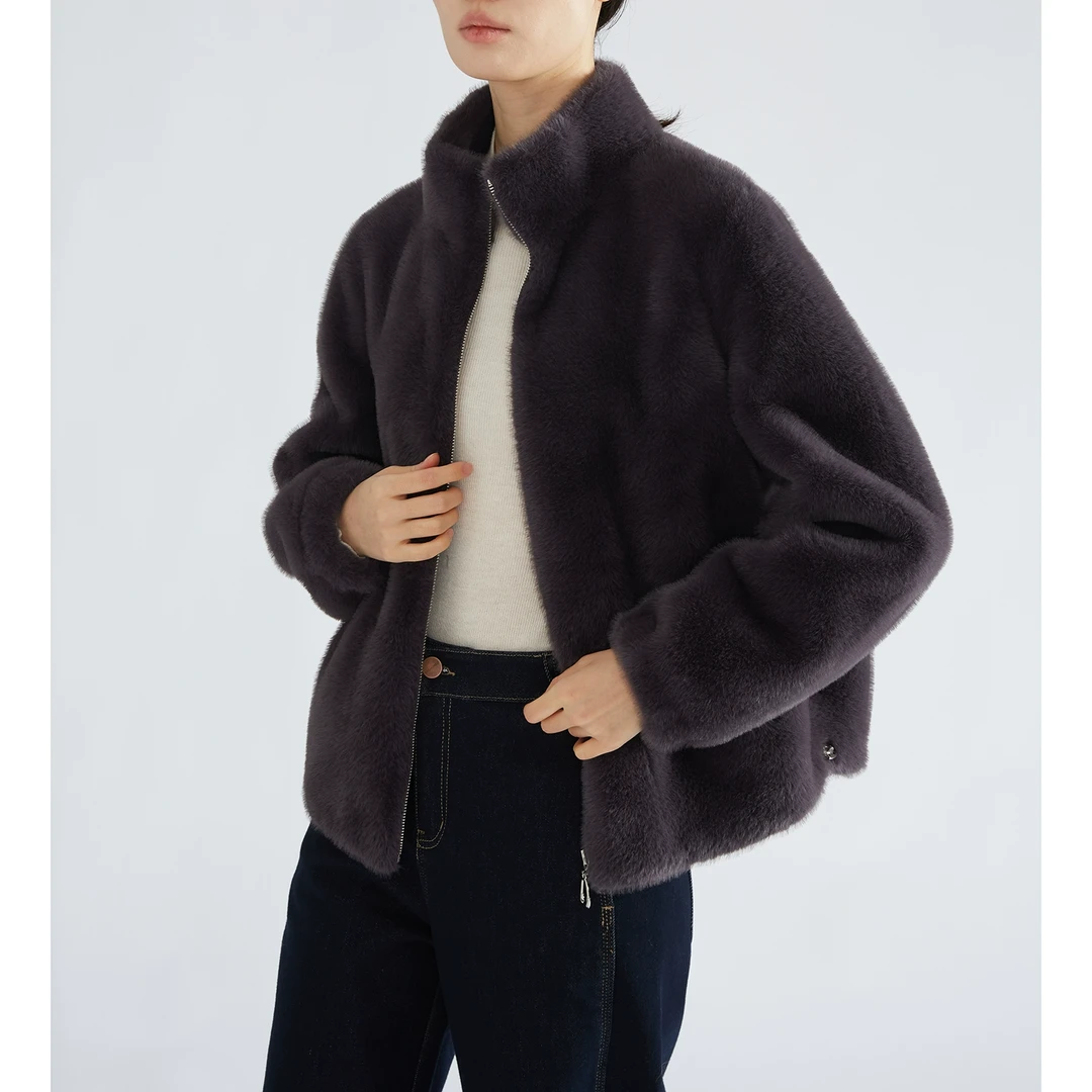 环保皮草天鹅绒大衣仿水貂加厚保暖皮草时尚休闲外套冬WTD336