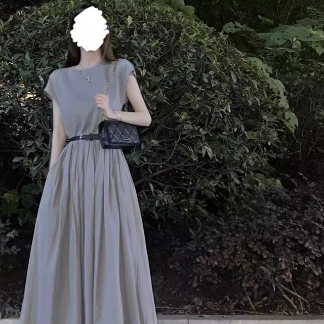 法式赫本风时尚连衣裙女夏季胖mm大码高端气质显瘦修身收腰长裙潮