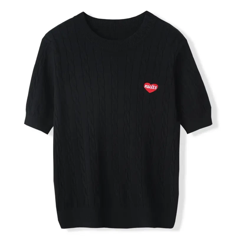 【福利款】背心新款爱心刺绣女士半高修身打底毛衣女百搭宽松