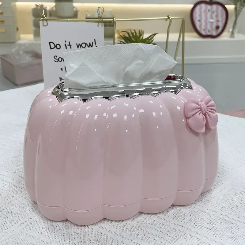 南瓜弹簧纸巾盒高颜值大容量抽纸盒家用客厅纸巾收纳盒简约加厚款