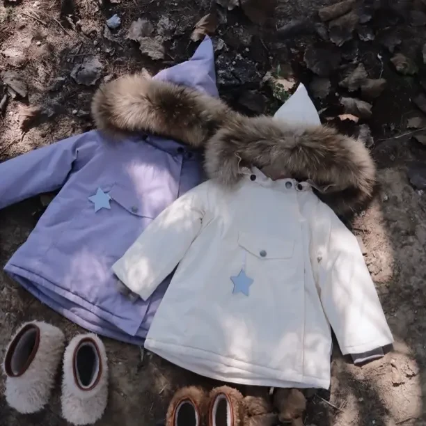 mat星星棉服超大毛领户外防风防雨雪婴童冬季棉服（偏大一码）