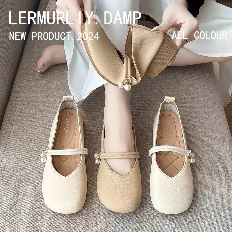 时尚休闲玛丽珍百搭圆头舒适浅口女鞋软底软面2025今年流行鞋子