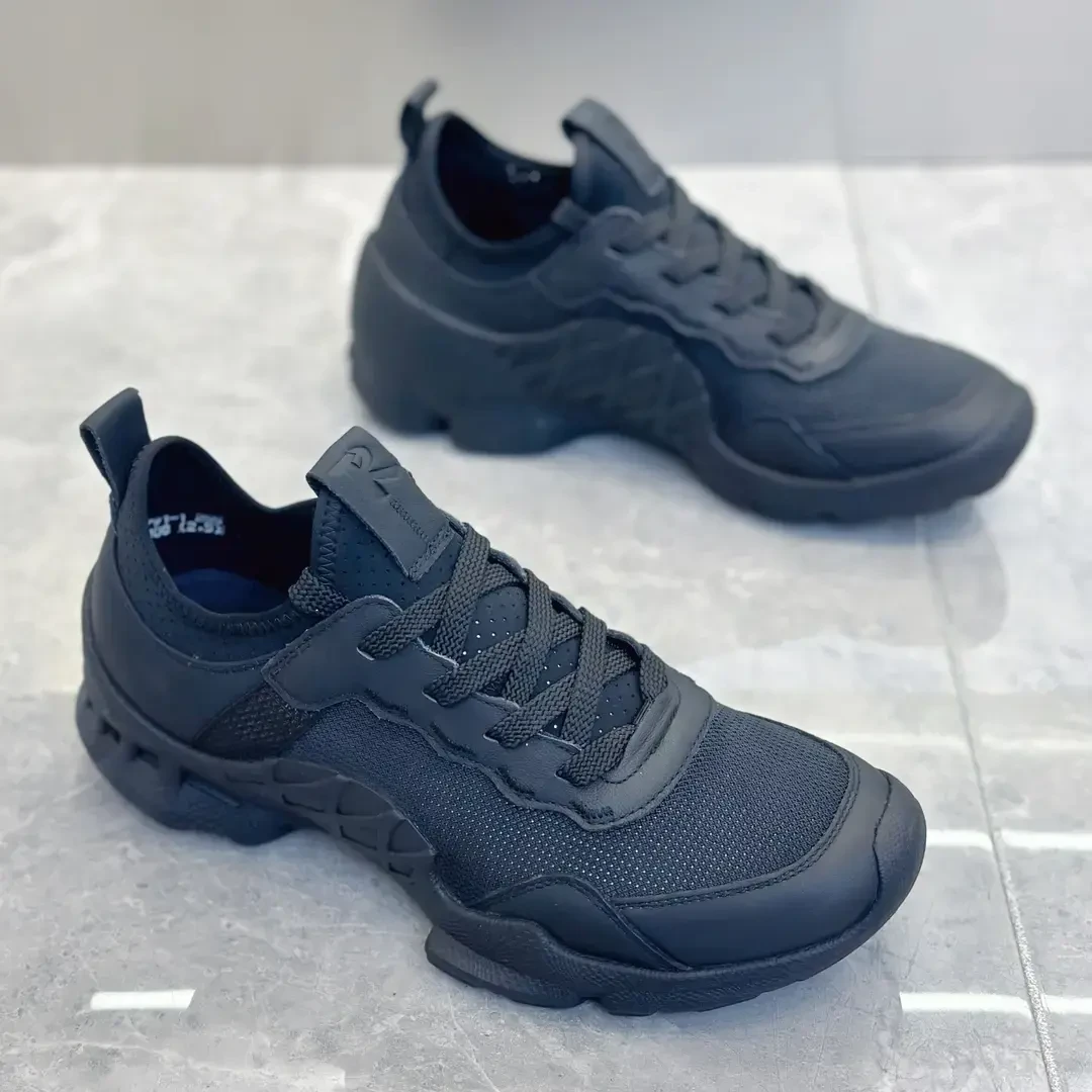 休闲鞋透气男士舒适春夏上班户外运动舒适黑色网面软底低帮男鞋