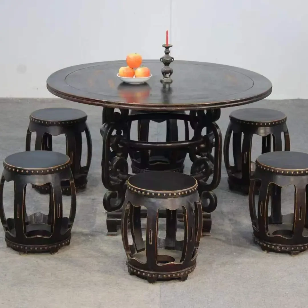 简约家用缕空中式加厚塑料鼓凳成人客厅餐椅