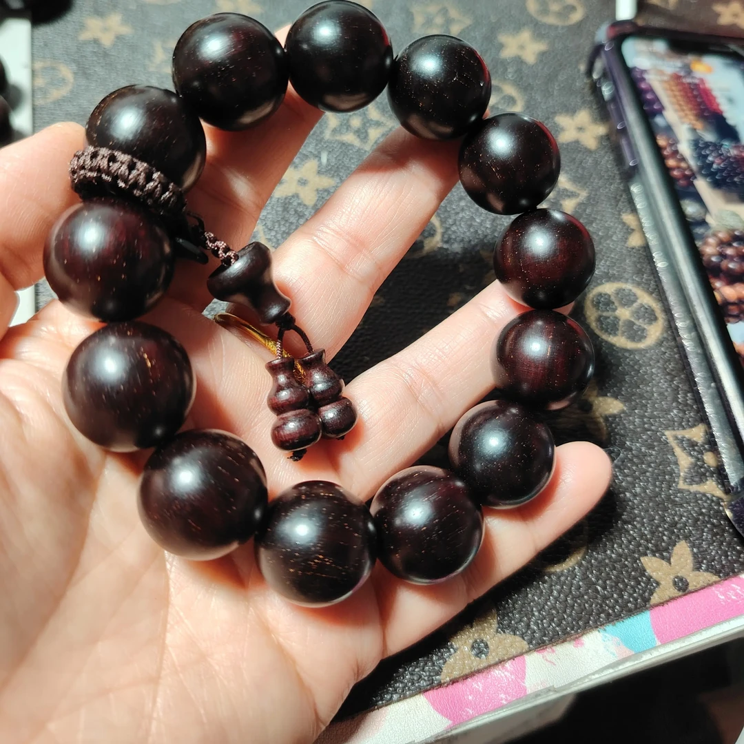 男女款非洲紫檀手串满金星老料文玩可盘玩静心饰品