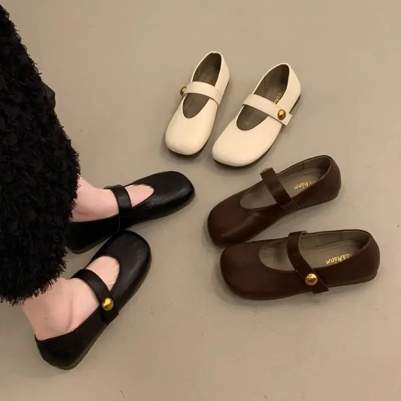 法式复古玛丽珍小皮鞋女2025新款爆款春夏单鞋百搭平底浅口豆豆鞋