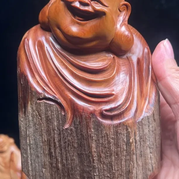 太行崖柏弥勒天然虎皮纹老料收藏手把件