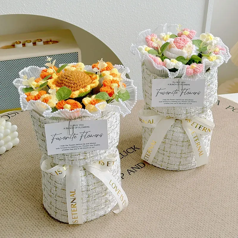 手工针织花束成品发货生日礼物送女友闺蜜送妈妈七夕教师节礼物s