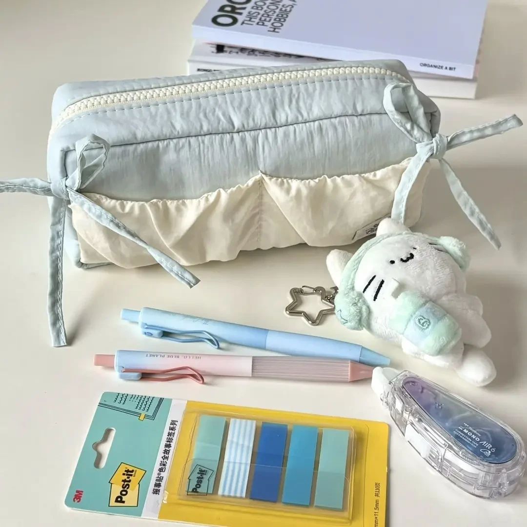 云朵吐司蝴蝶结笔袋高颜值初高中女学生大容量文具盒铅笔盒收纳袋