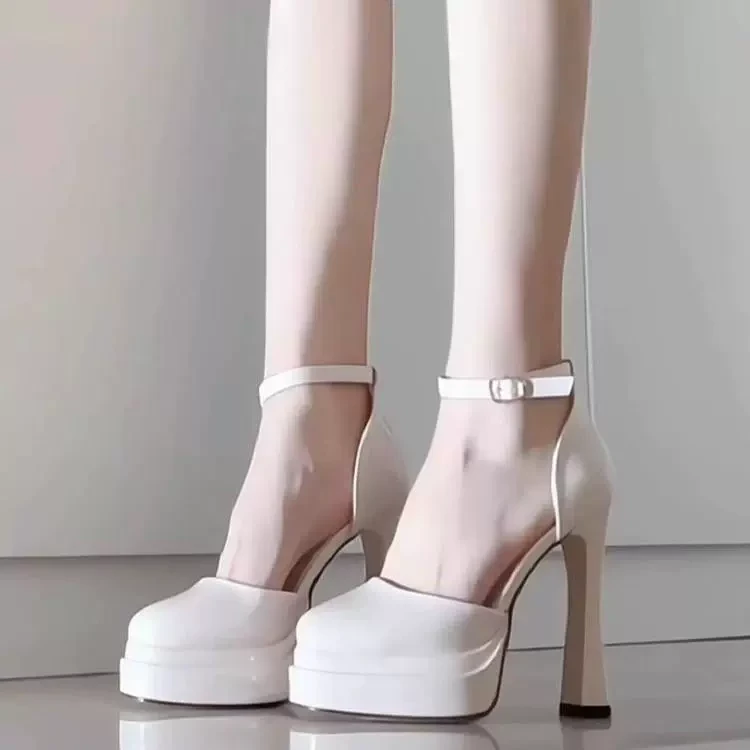 花婉婚纱神器松糕鞋防水台增高新娘鞋矮子乐婚鞋公主玛丽珍高跟鞋