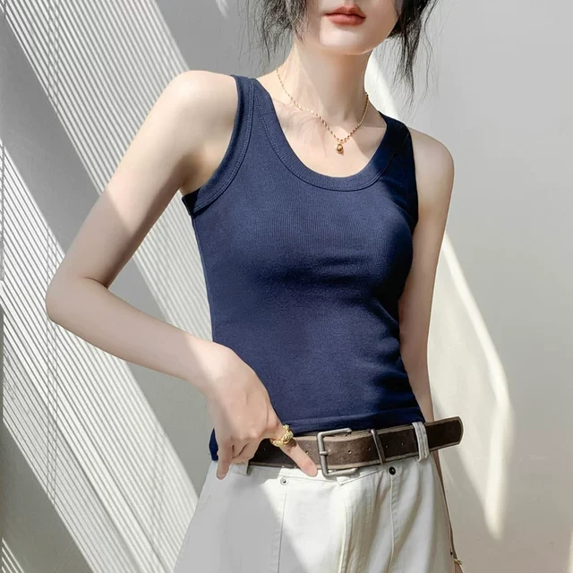 歌倍尚纯色吊带背心女2025夏季修身显瘦时尚简约衬衫内搭无袖上衣