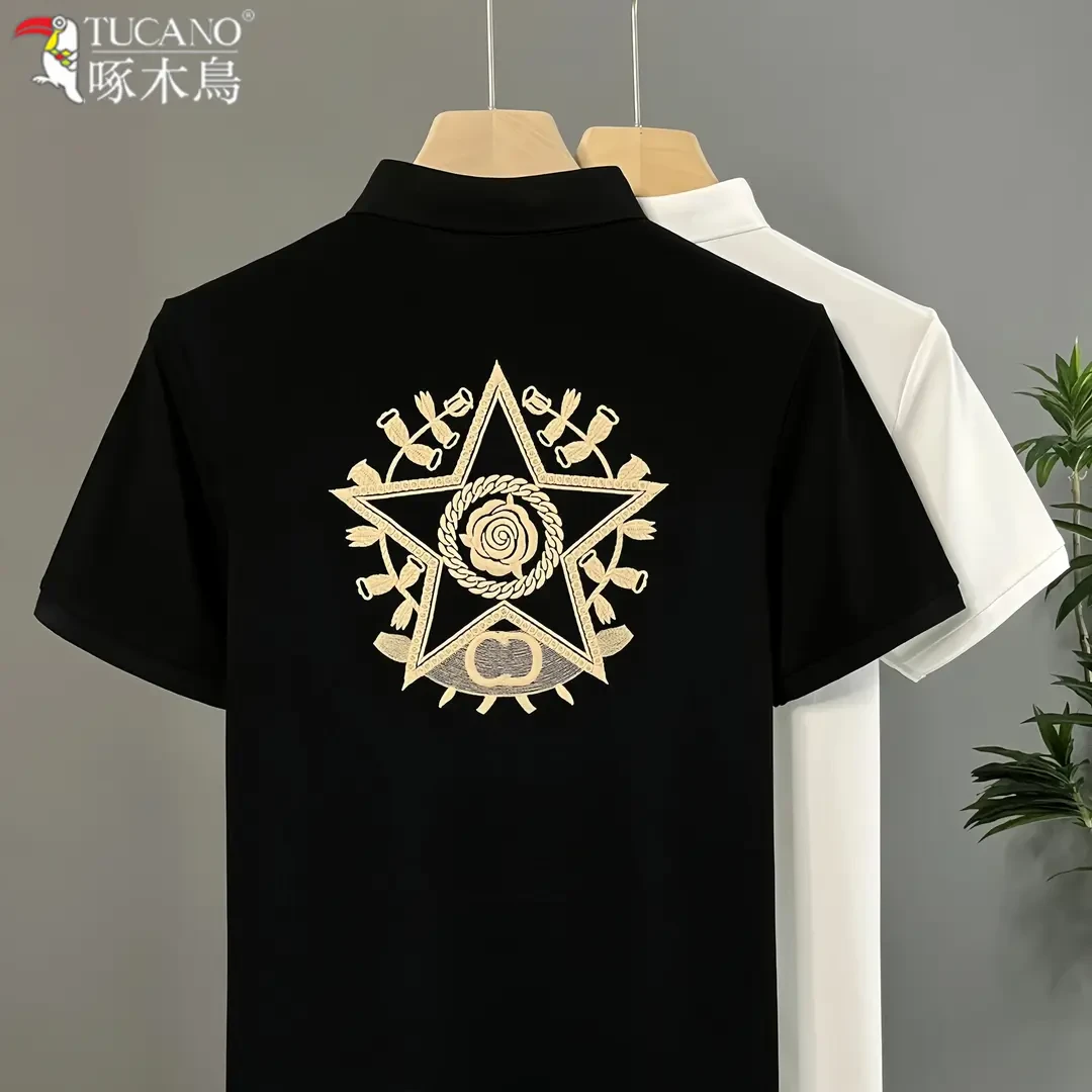 TUCANO/啄木鳥刺绣夏季修身翻领Polo衫男潮流商务休闲透气短袖薄