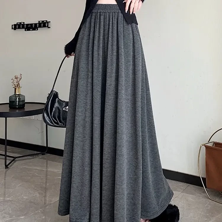 慵懒风高腰显瘦垂感糯米半身秋冬休闲裤裙