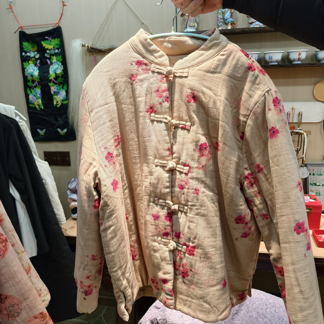 新中式复古盘扣双面穿印花加厚保暖棉服