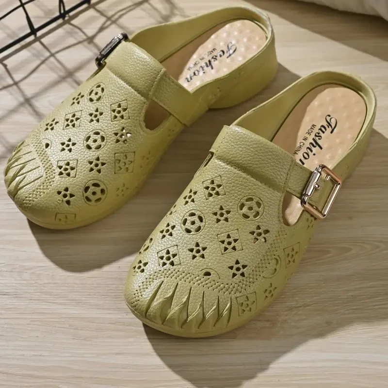 平底镂空通用平跟包头日常包头拖百搭夏季软底透气懒人一脚蹬女