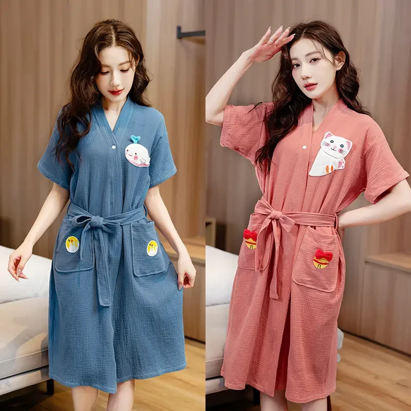 2025新款纯棉纱布浴袍女大人可穿可裹全棉吸水速干浴巾夏季薄裹巾