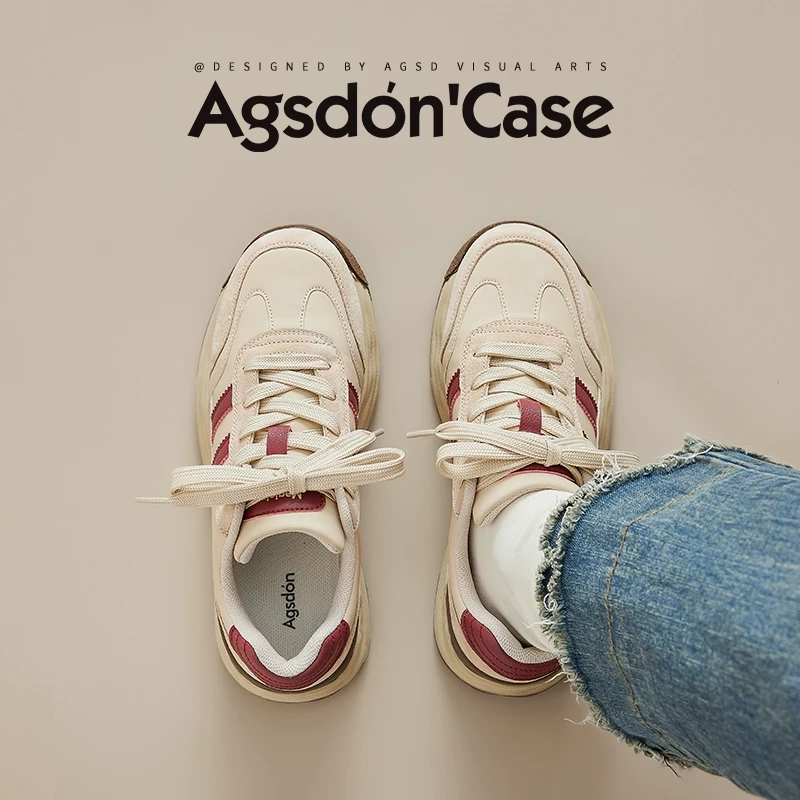 奥古狮登阿甘德训鞋女2025新款春季厚底增高休闲鞋复古轻便运动鞋