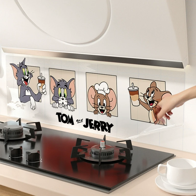 猫和老鼠厨房防油贴纸高颜值灶台壁纸耐高温墙贴防水加厚自粘墙