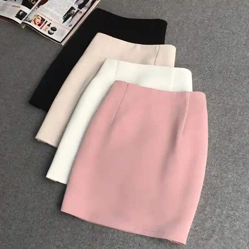 半身裙女短裙2025春秋新款高腰黑色显瘦微弹A字裙包臀裙一步裙子