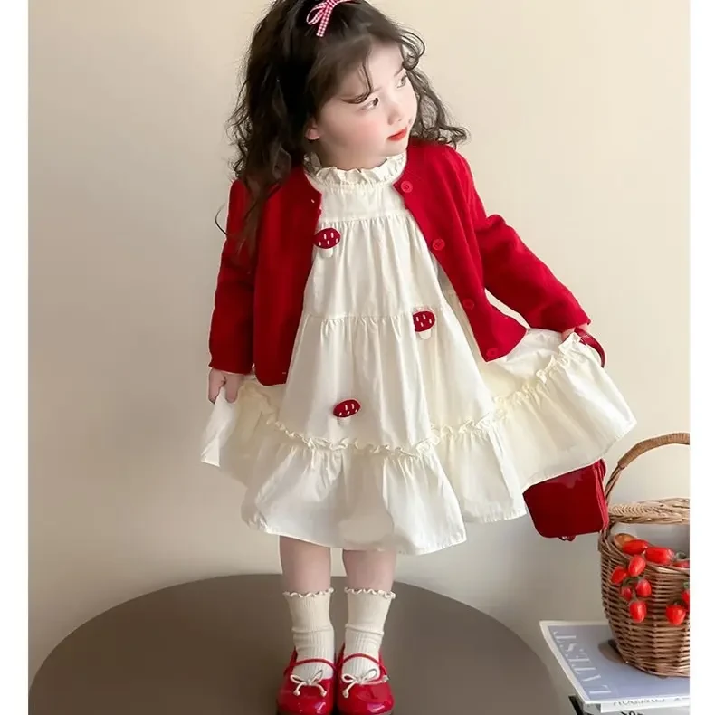 春季休闲风纯色套头女常规套装裙子春秋女童公主裙小童秋季