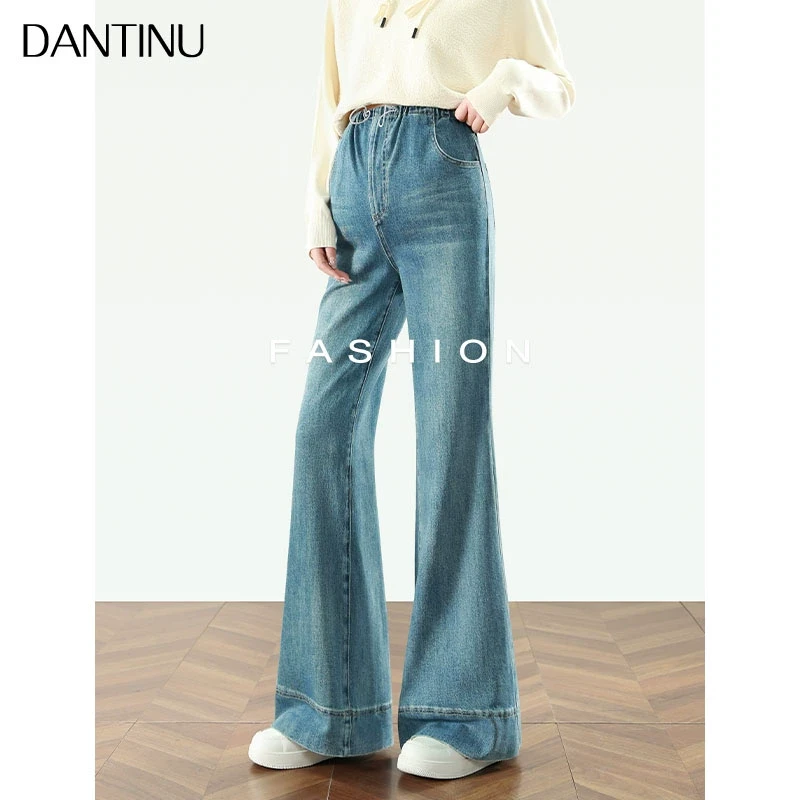 孕妇牛仔裤春秋季外穿喇叭裤2025新款大码女无托腹显瘦微喇裤春季