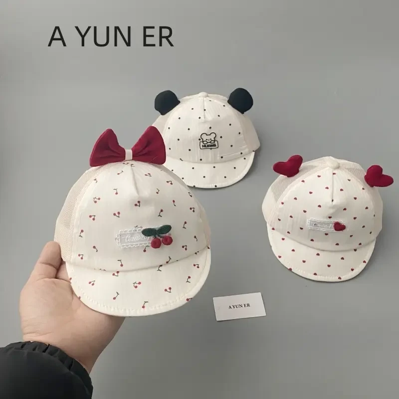 婴儿帽子春夏薄款0-3月小月龄鸭舌帽新生男女宝宝遮阳防晒棒球帽1