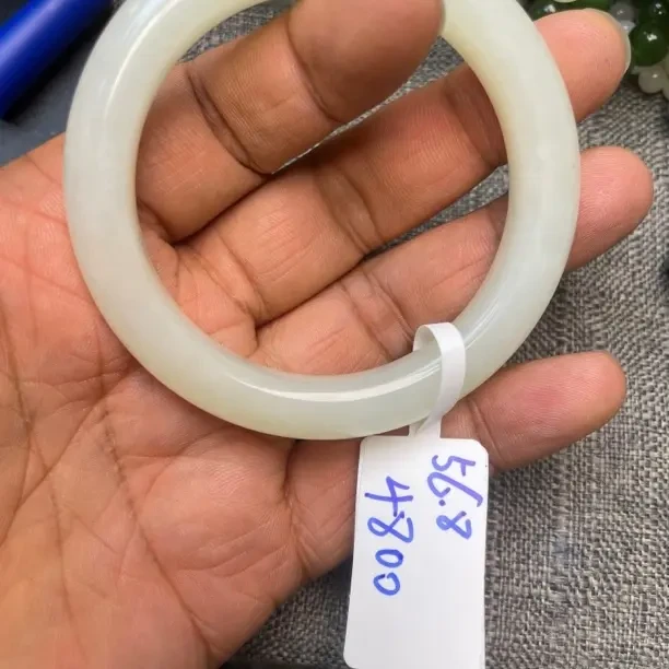 奶白色冰透平安镯女款气质时尚百搭国风美人镯精美礼盒装