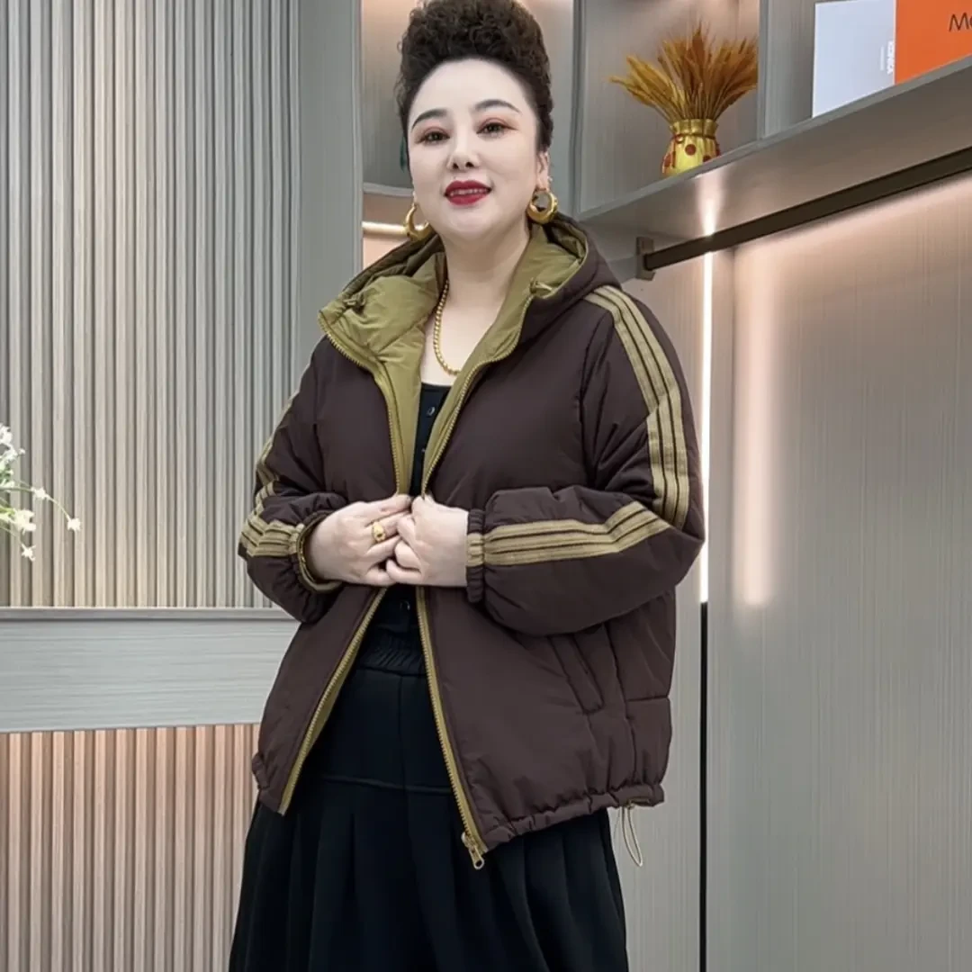 9003新款秋冬加厚连帽双面双穿宽松显瘦拼接休闲上衣棉服棉袄外套