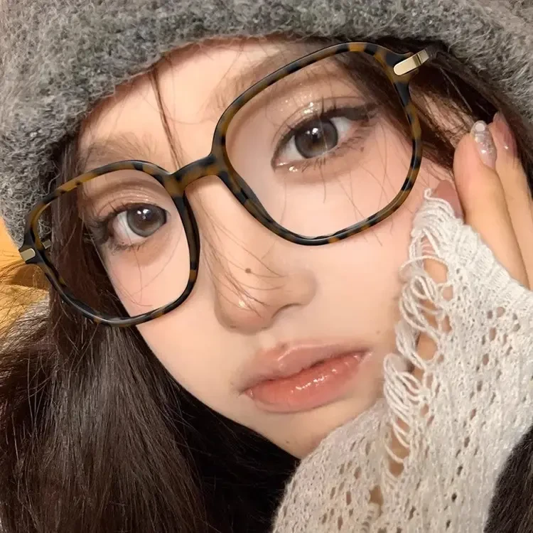 复古豹纹防蓝光眼镜可配度数近视专业配镜素颜大框女式眼睛镜框A