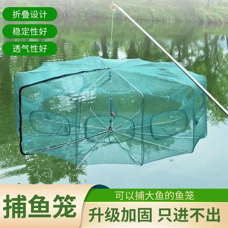 捕大鱼鱼笼折叠鱼网扇形渔网黄鳝加厚加粗虾笼龙虾网笼螃蟹捕鱼笼