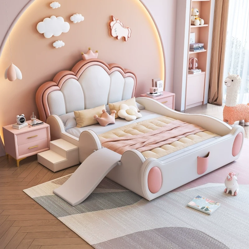 林氐家具梦幻城堡公主床儿童床女孩单人护栏滑梯床现代简约卧室女