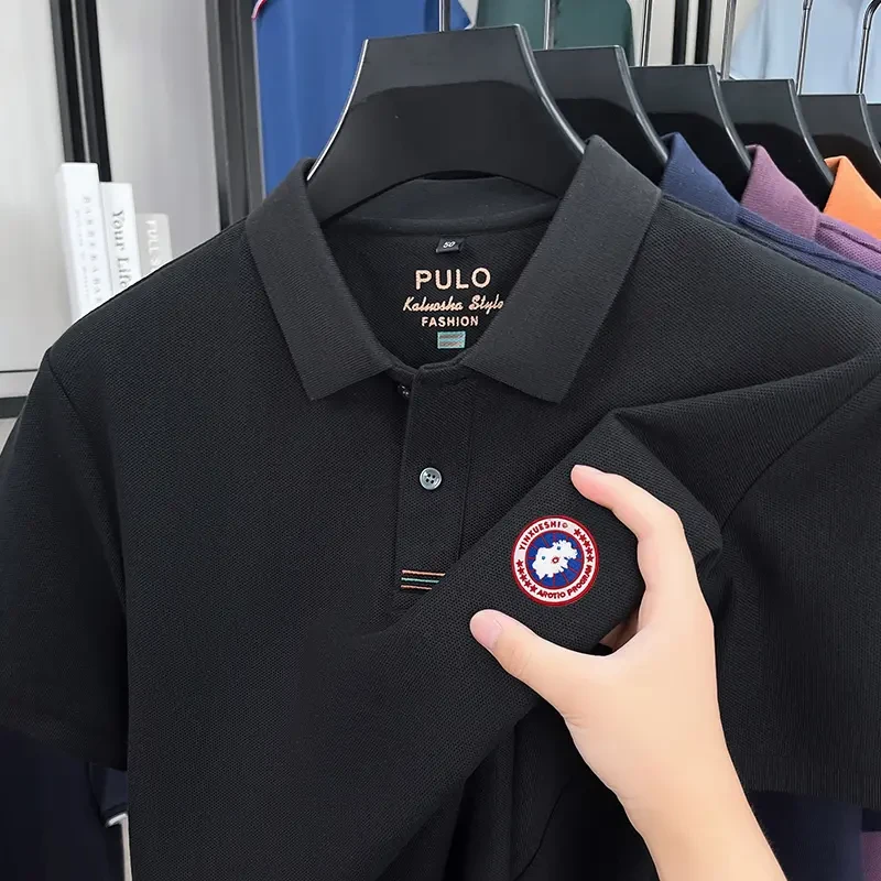 【海外撤柜 重工刺绣】鹅家轻奢男士翻领polo衫纯棉免烫百搭短袖T恤
