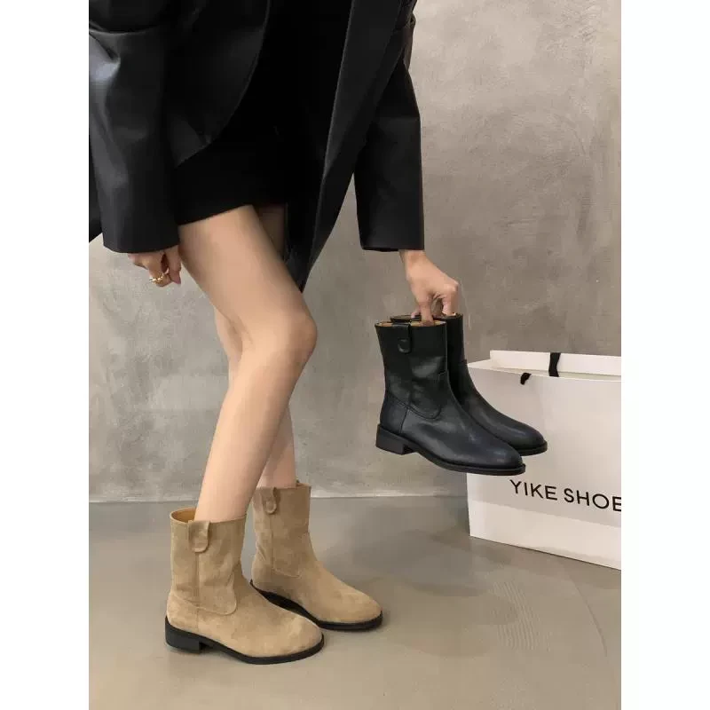 专柜288～巨轻软～软面～洋气显瘦复古短款瘦瘦靴马丁靴女7100A15
