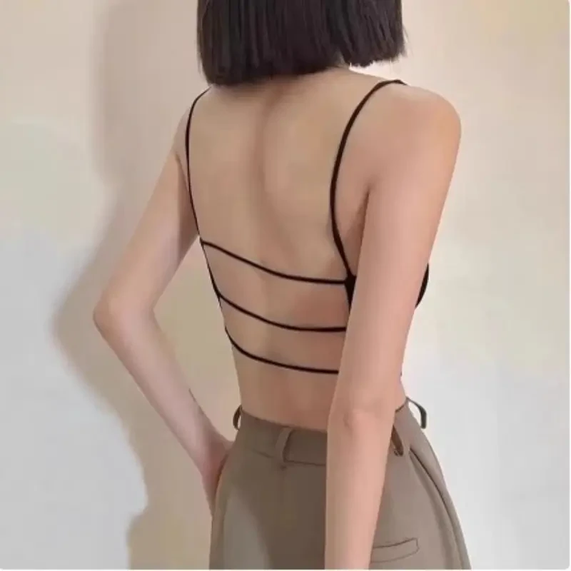 别致小吊带背心女外穿文胸一体内衣u型美背西装内搭打底抹胸上衣