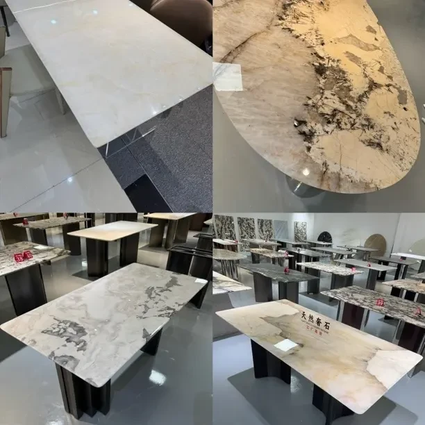 天然奢石长方形餐桌进口大理石国产奢石家用微晶石超晶石